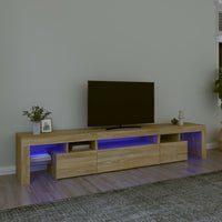 Mobile Porta TV con Luci LED Rovere Sonoma 215x36,5x40 cm 3152796