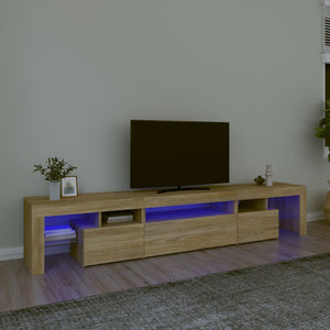 Mobile Porta TV con Luci LED Rovere Sonoma 215x36,5x40 cm 3152796