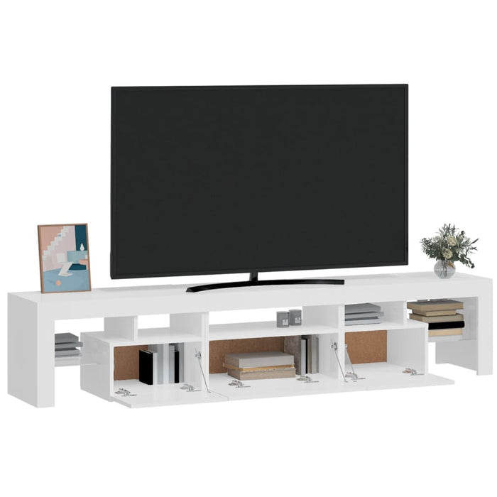 Mobile Porta TV con Luci LED Bianco Lucido 200x36,5x40 cm 3152814