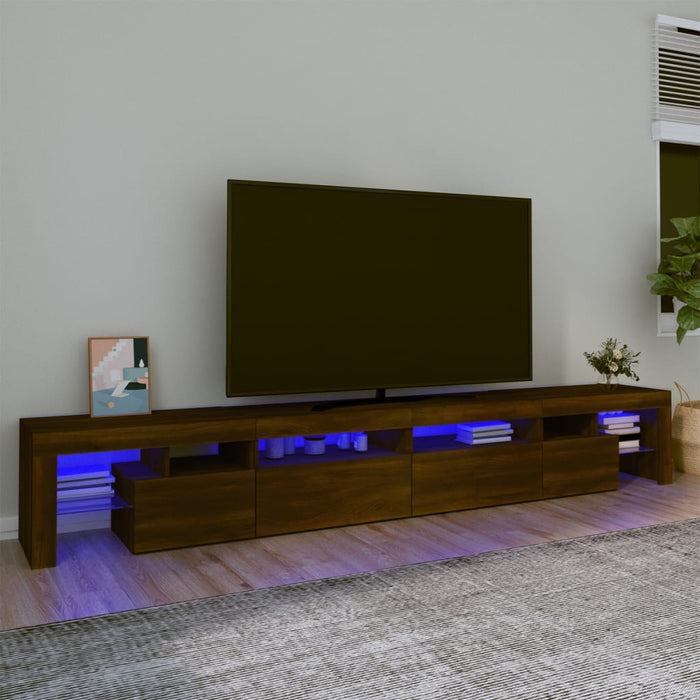 Mobile Porta TV con Luci LED Rovere Marrone 260x36,5x40 cm 3152825