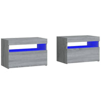 Comodini 2 pz con Luci LED Grigio Sonoma 60x35x40 cm 3152829