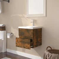 Mobile Bagno con Lavabo Integrato Rovere Fumo Legno Multistrato 3152858