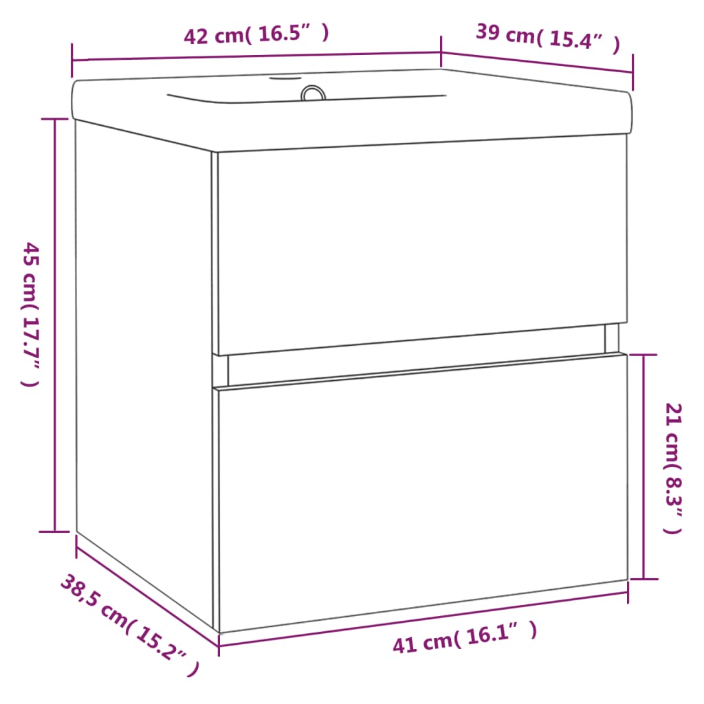 Mobile Bagno con Lavabo Integrato Rovere Fumo Legno Multistrato 3152858