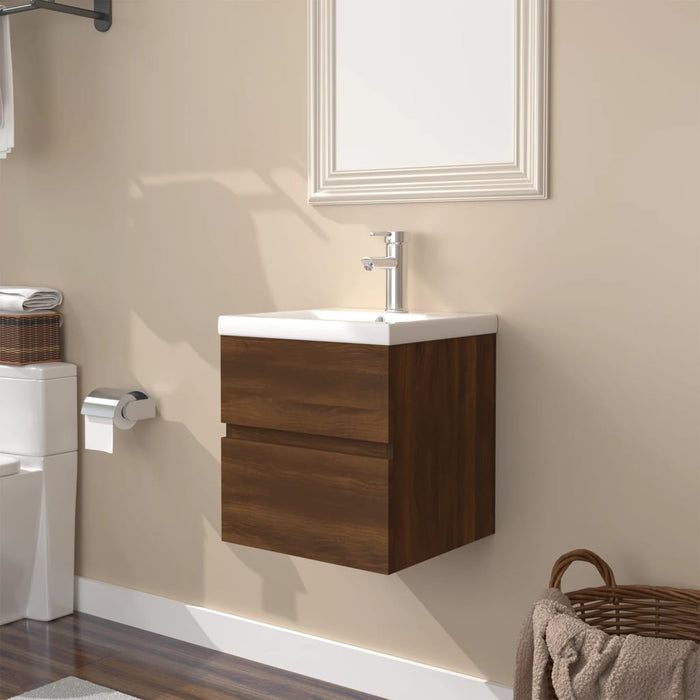 Mobile Bagno Lavabo Integrato Rovere Marrone Legno Multistrato 3152860