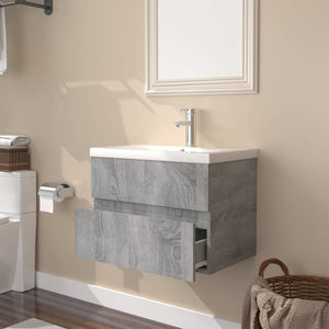 Mobile Bagno e Lavabo Integrato Grigio Sonoma Legno Multistrato 3152868