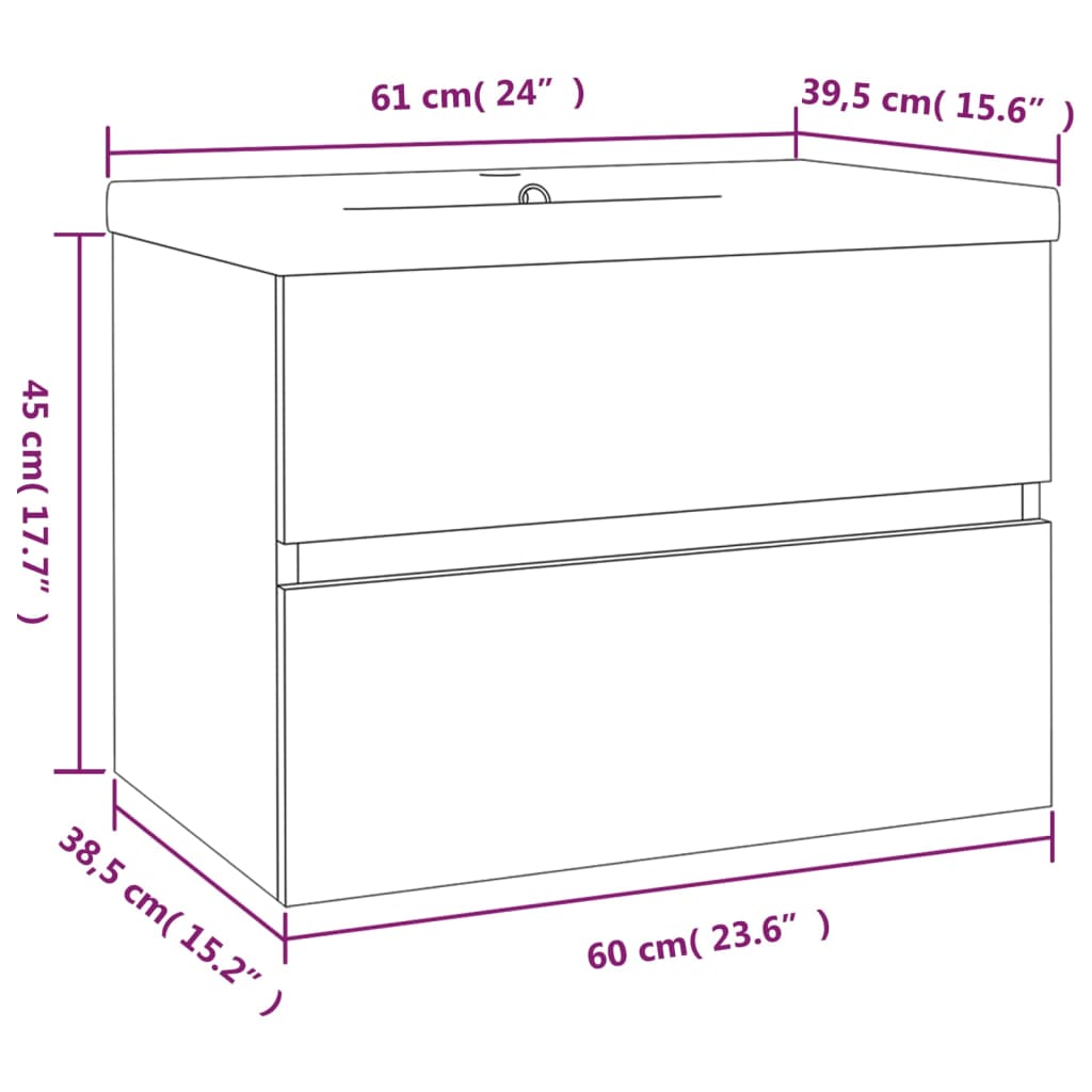 Mobile Bagno e Lavabo Integrato Grigio Sonoma Legno Multistrato 3152868