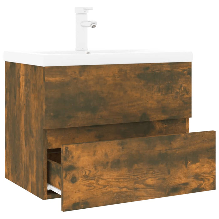 Mobile Bagno con Lavabo Integrato Rovere Fumo Legno Multistrato 3152870