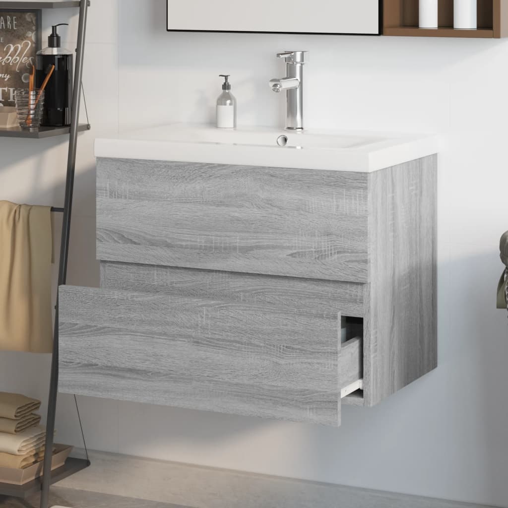 Mobile Bagno e Lavabo Integrato Grigio Sonoma Legno Multistrato 3152871