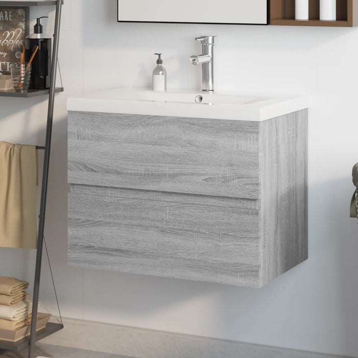 Mobile Bagno e Lavabo Integrato Grigio Sonoma Legno Multistrato 3152871