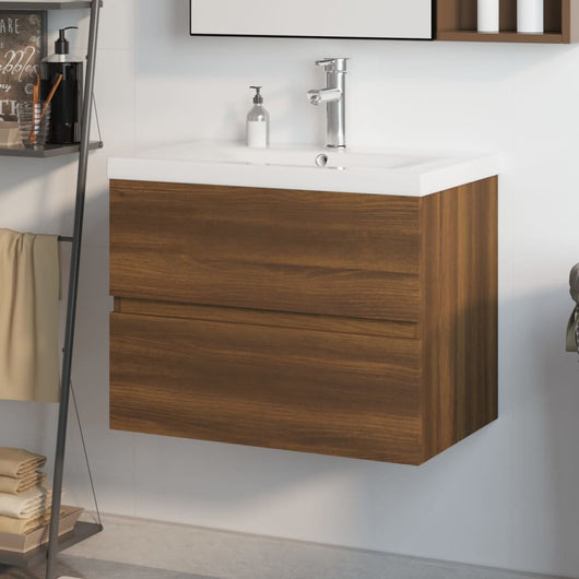 Mobile Bagno Lavabo Integrato Rovere Marrone Legno Multistrato 3152872