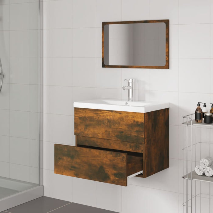 Set di Mobili da Bagno Rovere Fumo in Legno Multistrato cod mxl 23877