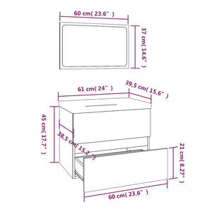 Set di Mobili da Bagno Rovere Fumo in Legno Multistrato cod mxl 23877