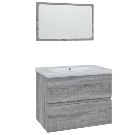 Set di Mobili da Bagno Grigio Sonoma in Legno Multistrato cod mxl 13732