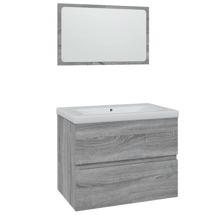 Set di Mobili da Bagno Grigio Sonoma in Legno Multistrato cod mxl 13732