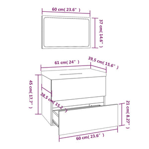 Set di Mobili da Bagno Grigio Sonoma in Legno Multistrato cod mxl 13732