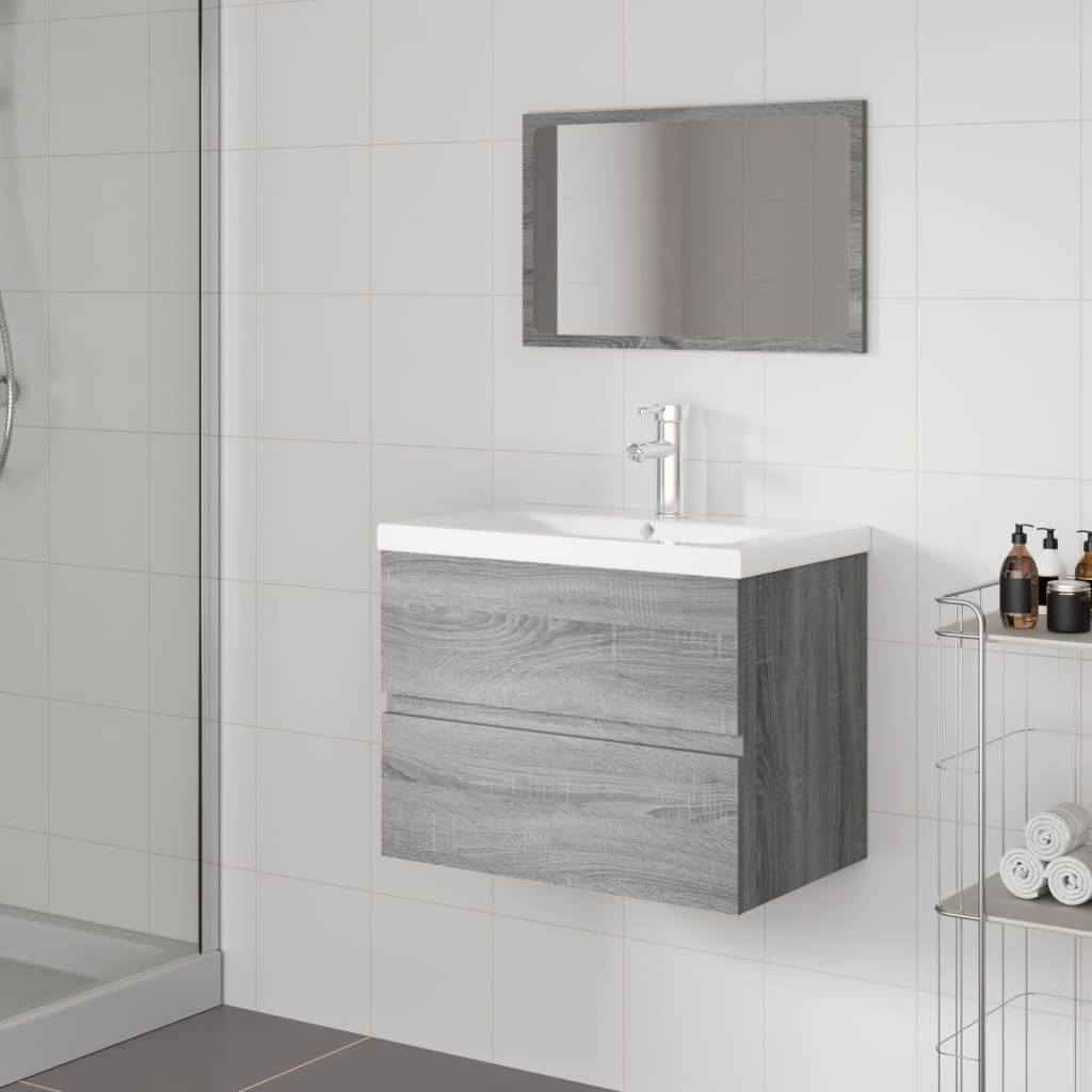 Set di Mobili da Bagno Grigio Sonoma in Legno Multistrato cod mxl 13732