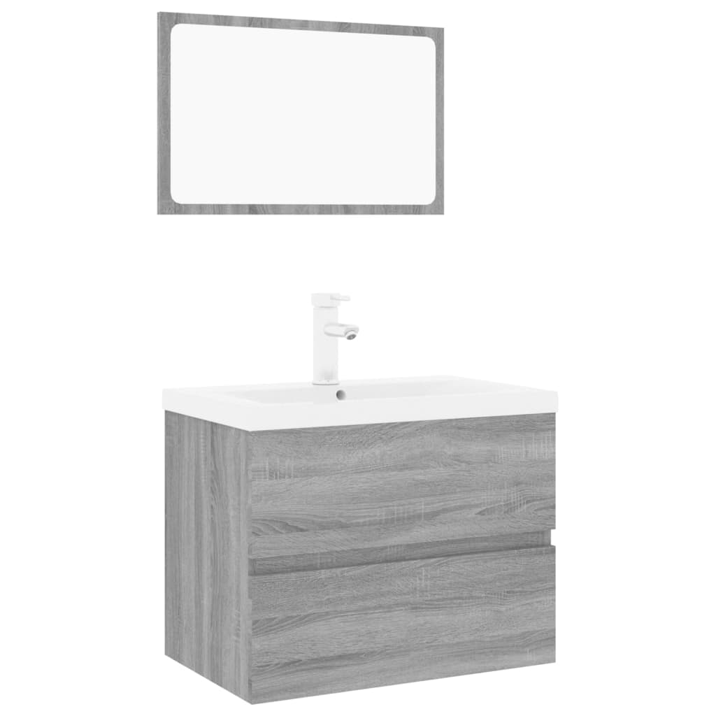 Set di Mobili da Bagno Grigio Sonoma in Legno Multistrato 3152877