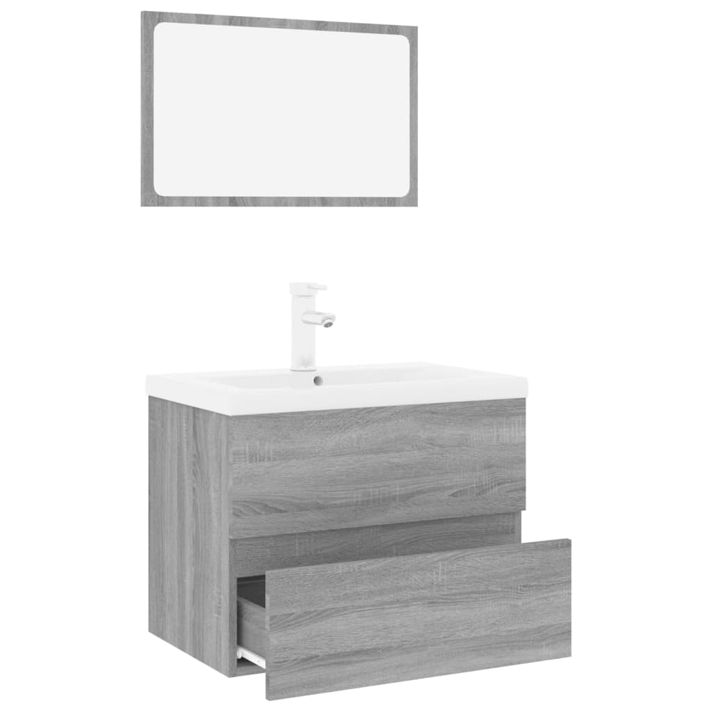 Set di Mobili da Bagno Grigio Sonoma in Legno Multistrato 3152877