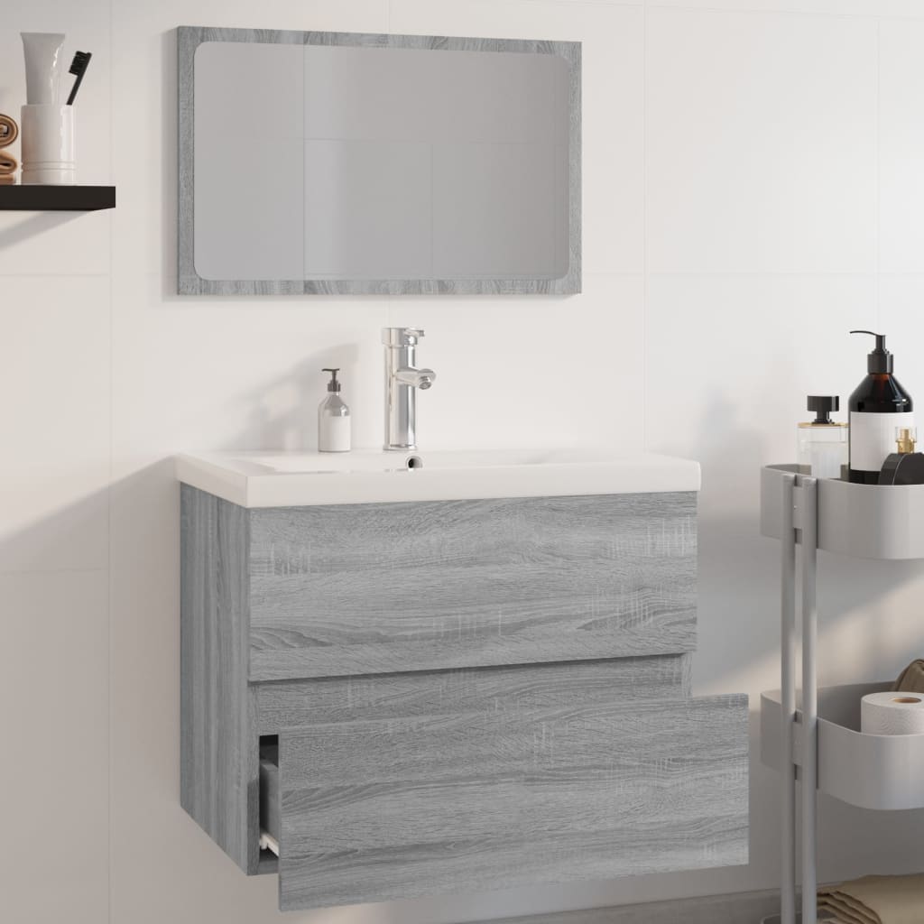 Set di Mobili da Bagno Grigio Sonoma in Legno Multistrato 3152877