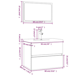 Set di Mobili da Bagno Grigio Sonoma in Legno Multistrato 3152877