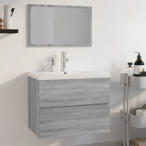 Set di Mobili da Bagno Grigio Sonoma in Legno Multistrato 3152877