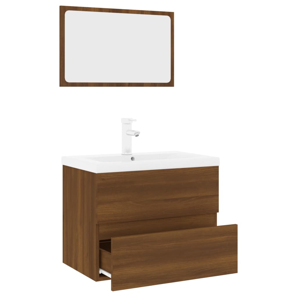 Set Mobili da Bagno Rovere Marrone in Legno Multistrato cod mxl 31394