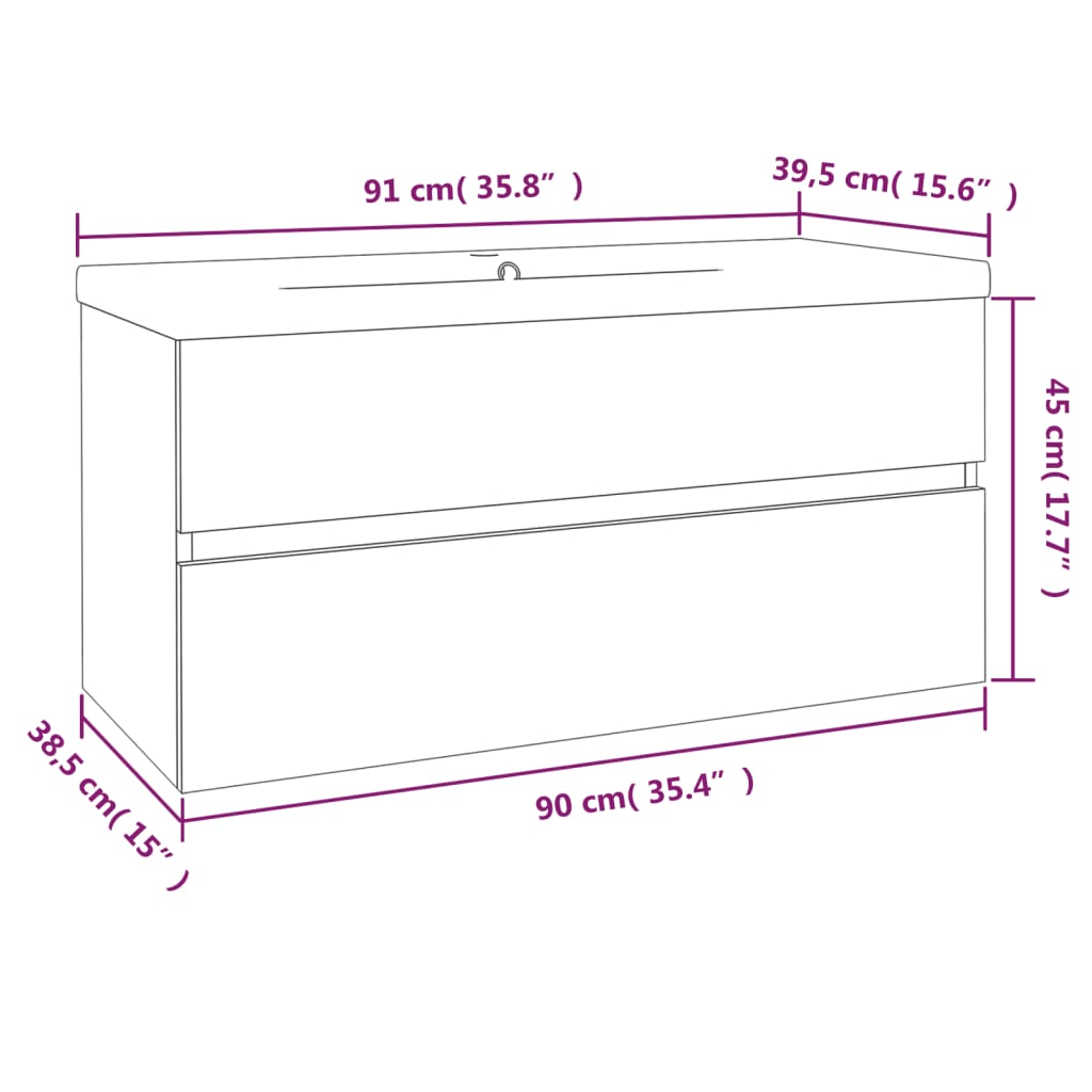 Mobile Bagno e Lavabo Integrato Grigio Sonoma Legno Multistrato 3152880