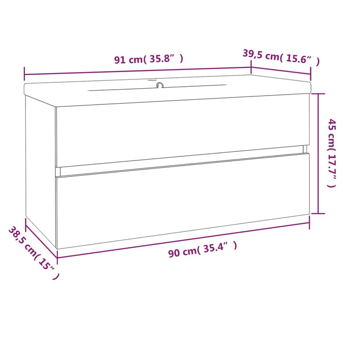 Mobile Bagno e Lavabo Integrato Grigio Sonoma Legno Multistrato 3152880