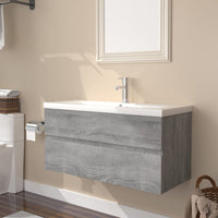 Mobile Bagno e Lavabo Integrato Grigio Sonoma Legno Multistrato 3152880