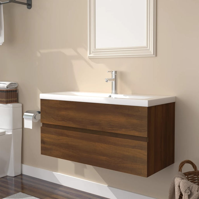 Mobile Bagno Lavabo Integrato Rovere Marrone Legno Multistrato 3152881