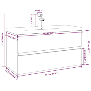 Mobile Bagno con Lavabo Integrato Rovere Fumo Legno Multistrato 3152882