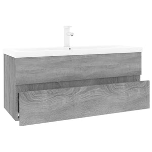 Mobile Bagno e Lavabo Integrato Grigio Sonoma Legno Multistrato 3152886