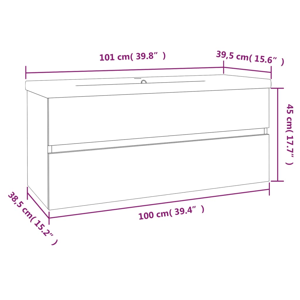 Mobile Bagno Lavabo Integrato Rovere Marrone Legno Multistrato 3152887