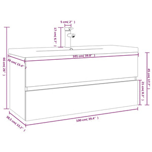 Mobile Bagno e Lavabo Integrato Grigio Sonoma Legno Multistrato 3152889