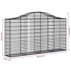 Cesto Gabbione ad Arco 200x30x100/120 cm Ferro Zincato 153385