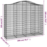 Cesto Gabbione ad Arco 200x50x160/180 cm Ferro Zincato 153398