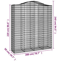 Cesto Gabbione ad Arco 200x50x220/240 cm Ferro Zincato 153401