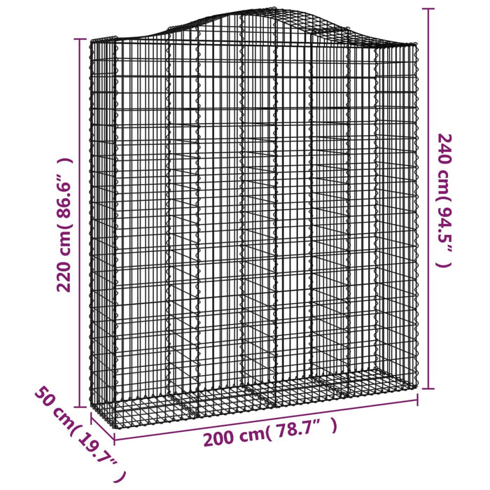 Cesto Gabbione ad Arco 200x50x220/240 cm Ferro Zincato 153401