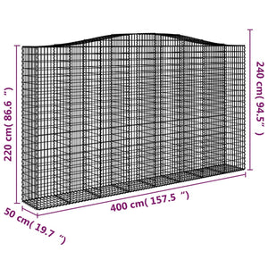 Cesto Gabbione ad Arco 400x50x220/240 cm Ferro Zincato 153421