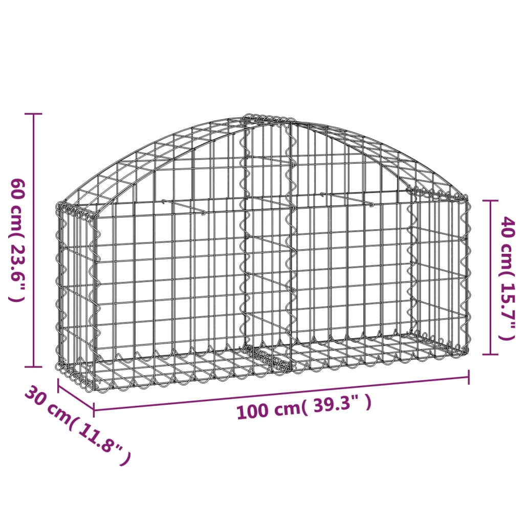 Cesto Gabbione ad Arco 100x30x40/60 cm Ferro Zincato 153422