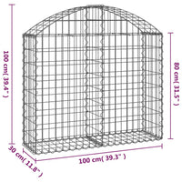 Cesto Gabbione ad Arco 100x30x80/100 cm Ferro Zincato 153424