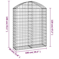 Cesto Gabbione ad Arco 100x30x120/140 cm Ferro Zincato 153426