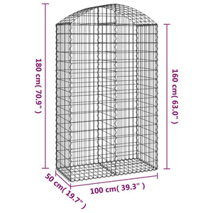 Cesto Gabbione ad Arco 100x50x160/180 cm Ferro Zincato 153438