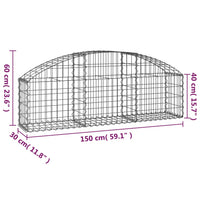 Cesto Gabbione ad Arco 150x30x40/60 cm Ferro Zincato 153442