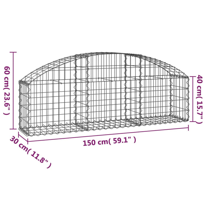 Cesto Gabbione ad Arco 150x30x40/60 cm Ferro Zincato 153442