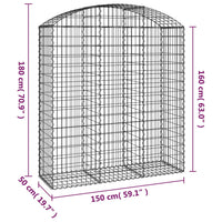 Cesto Gabbione ad Arco 150x50x160/180 cm in Ferro Zincato 153458