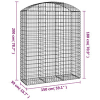 Cesto Gabbione ad Arco 150x50x180/200 cm Ferro Zincato 153459