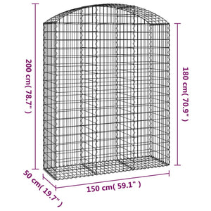 Cesto Gabbione ad Arco 150x50x180/200 cm Ferro Zincato 153459