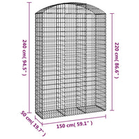 Cesto Gabbione ad Arco 150x50x220/240 cm Ferro Zincato 153461