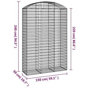 Cesto Gabbione ad Arco 150x50x220/240 cm Ferro Zincato 153461